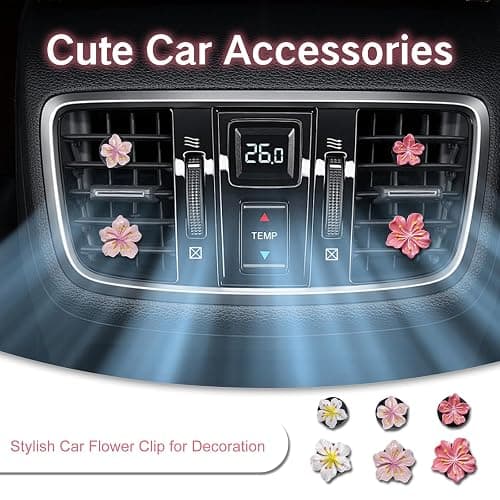NIIIYTYB 6Pcs Cute Car Air Freshener Vent Clips Flower Air Vent Clips for Fresheners Pink Hawaiian Hibiscus and Cherry Blossom Car Accessories Aesthetic Interior Decor for Women Peach Blossom thumbnail 7