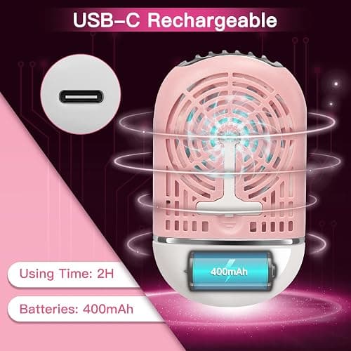 mlogiroa Lash Fan Mini Portable Eyelash Fan Handheld for Eyelash Extension Rechargeable USB C Air Cooling Blower with Built in Sponge Lash Extension Application(Pink) thumbnail 3