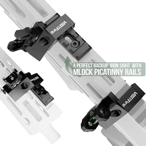 Visiofire 45 Degree Offset Iron Sights| Flip Up Fiber Optic Sights with Red Green Dots| Tool-Free Adjustable Back Up Canted Iron Sights Rapid Transition thumbnail 4