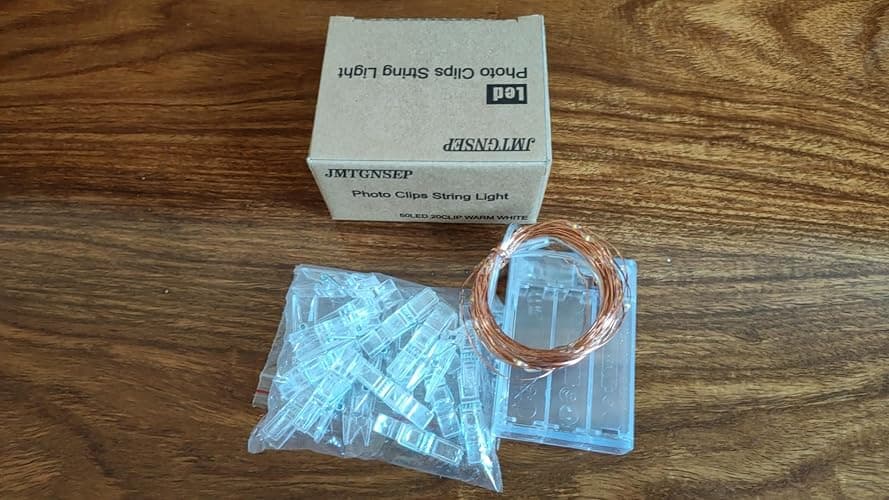 JMTGNSEP 50LED 20 Photo Clips String Fairy Lights Battery Powered Decoration for Living Bedroom Indoor Christmas Party Wedding for Photo Picture Hanging Display, Battery Operated (16ft Warm White) thumbnail 7