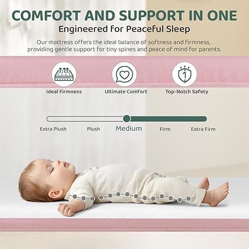 Cowiewie Bassinet Bedside Sleeper, Portable, Breathable, Adjustable Baby Bedside Bassinet for Peaceful Nights, Pink thumbnail 4