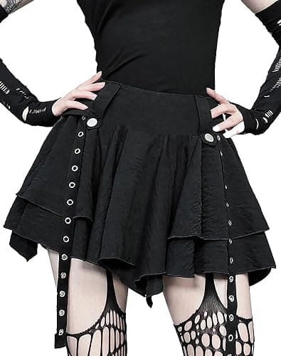 Sunidol Women's Y2K Gothic Punk Skirt High Waist Plaid Pleated Skorts Ruffles Fairy Grunge A-Line Skater Skirts thumbnail 2