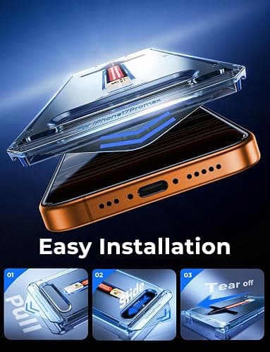 MAGIC JOHN 2 Pack for iPhone 17 Pro Max 6.9 inch Privacy Glass Screen Protector-[Anti-Spy] Auto Dust-Elimination, Bubble Free, Easy Installation thumbnail 4