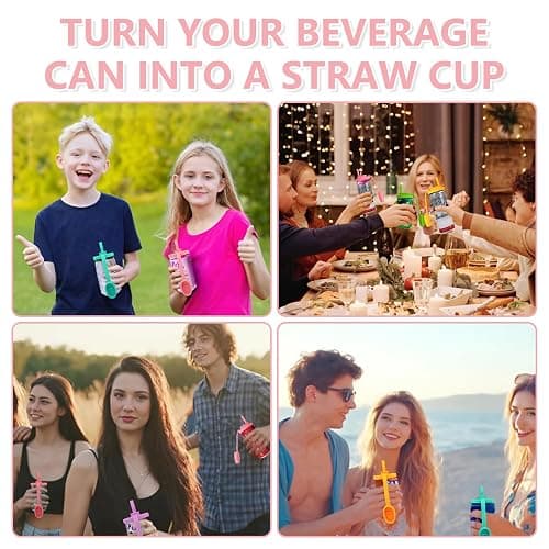 4 Pack Soda Can Lids with Straw, Pop Can Lids with Handle, Reusable Straws Silicone, Can Covers for Soda, Pouch Topper No Spill, BPA-Free, Airtight Seal, Fits Standard 12oz & 16oz Cans thumbnail 4