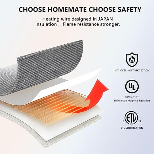Homemate Electric Heated Blanket Twin Size - 62"x84" Heating Blanket Twin Size 1/2/4/6/8 Hours Auto-Off 10 Heat Level Over-Heat Protection Soft Flannel Sherpa ETL Certification thumbnail 6