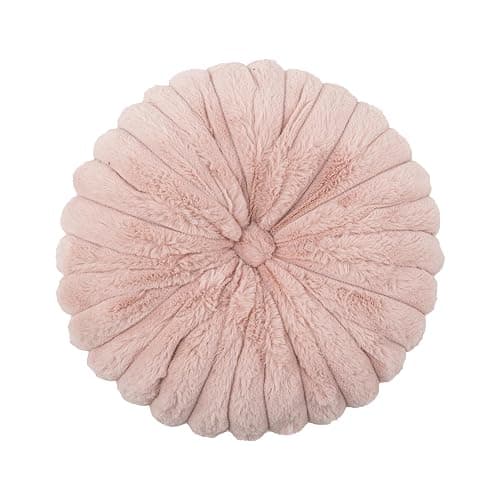 vctops Round Throw Pillow Soft Faux Fur Decorative Pillow Small Pumpkin Throw Pillow Cushion for Living Room Sofa Bed (Pink,13.7" Diameter) thumbnail 2