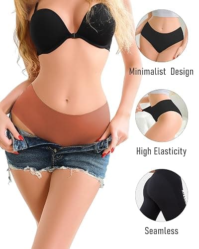 UNDER THE SEA Seamless Underwear for Women Mid Rise Brief Sexy No Show Bikini Panties Womens Cheeky 5 Pack XS-XL… thumbnail 6