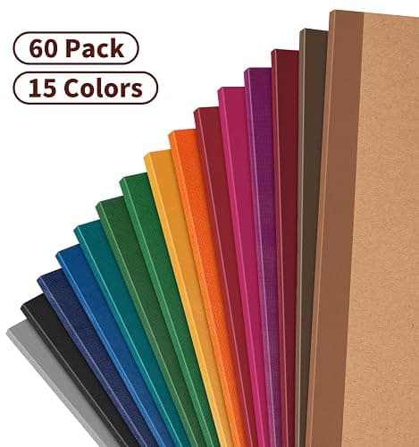 ALKALO 60 Pack Lined Notebook Journals Bulk, A5 College Ruled Composition Notebook, Kraft Cover with Vintage Spines, 8.3”x 5.5”, 15 Colors 60 Pages for School Office Travel thumbnail 4