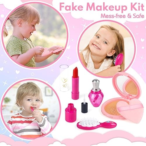 Kids Play Purse for Little Girls Toddlers, Toy Purse with Accessories, Wallet, Fake Phone, Fake Makeup Toys & Play Jewelry, Toddler Pretend Play Toys for Girls, Little Girl Gifts Age 3 4 5 6 Year Old thumbnail 5