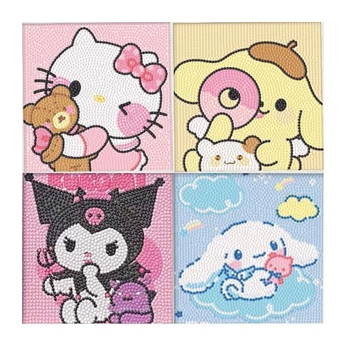 PERFECTSIGHT Cute 5D Diamond Art Kits, Kawaii DIY Painting Art for Adults Teen, 4 Pack Diamond Arts and Crafts Sets, Big Gem Full Drill Diamond Dots for Women (SLO) - Image 1
