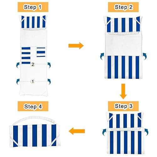 Ruikyhom Lounge Chair Towel Cover, Beach Chair Covers (Pack of 2), Chaise Lounge Cover with 3 Pockets for Pool Beach Garden Courtyard Outdoor Trips, 85 x30 in, Striped Dark Blue thumbnail 6