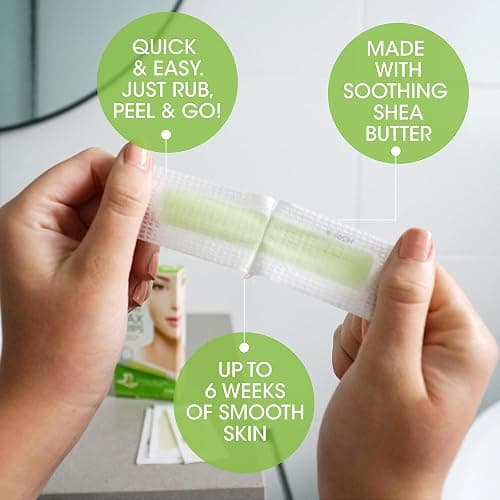 Nad's Facial Wax Strips - Hypoallergenic All Skin Types - Facial Hair Removal For Women - At Home Waxing Kit with 20 Face Wax Strips + 4 Calming Oil Wipes + Skin Protection Powder (Pack of 2) thumbnail 4
