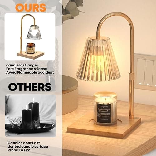 Candle Warmer Lamp with Timer & Dimmer, Lampe Chauffe Bougie Adjustable Height for Scented Jar Candles, Flameless Wax Melter Warmer with 2 Bulbs, Safe Home Decor Gift for Women, Mother thumbnail 4