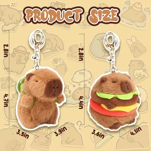CHDBLOCK 2 Pcs Capybara Plush Keychain Toy, Capybara Stuffed Animals, 7.3 Inch Capybara Plush Toy, Capybara Pendant for Backpack Birthday Gift thumbnail 2