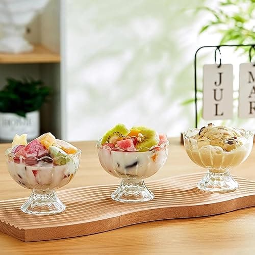 Vintage Glass Dessert Bowls, Ice Cream cups, 5oz Dessert cups, for Sundae, Fruit, Ice Cream, Pudding, small snacks,Condiment (12) thumbnail 4