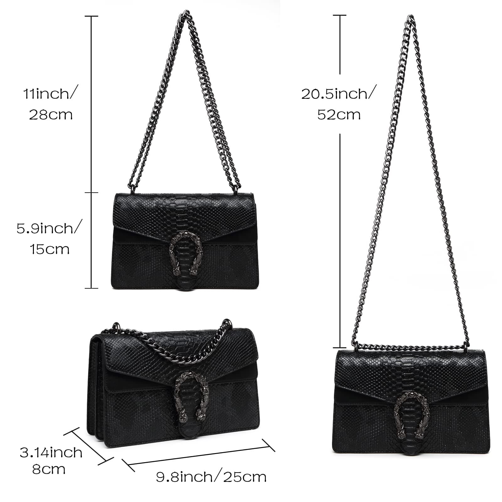 Bolsa Crossbody Mujer Travistar Bolsas de Mujer Pequeña Bolsa de Mano Piel Bolsa Bandolera para Mujer/Dama/Fiesta/Noche/Celular - Bolso Cruzada Satchel con Correa de Cadena Dorada thumbnail 3