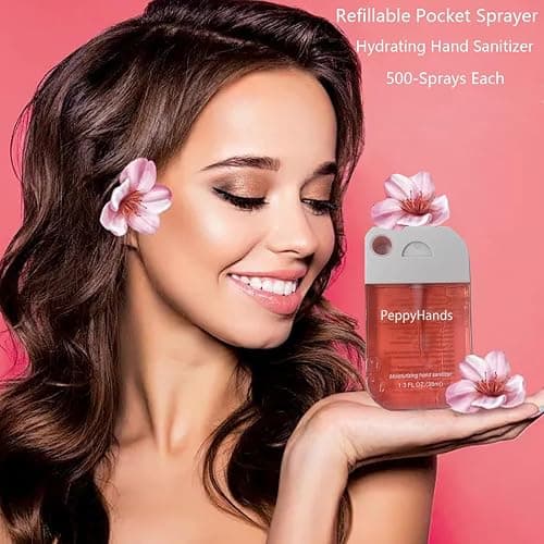 PeppyHands 4Pcs Hydrating Hand Sanitizer Spray, 4 Scents, 5.2 FL. OZ. Portable Sanitizer Spray for Travel Size, 500-Sprays Each Multi-Flavor, Refillable Plastic Travel. (Tea, Citrus, Aloe Vera, Mint) thumbnail 3