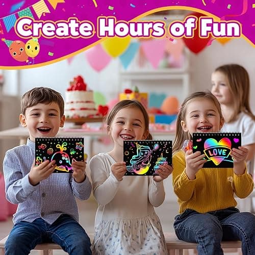 Party Favors for Kids 4-8-12: 24 Pack Scratch Rainbow Art Crafts Notebook, Coloring Book Goodie Bags Stuffers Kit, Bulk Birthday Gift Classroom Prizes Girl Boy Toddler thumbnail 6