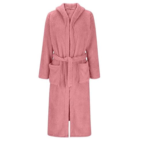 Saxrel Girls Cute Ear Hooded Bathrobe Fleece Dressing Gown – Kids' Home Bath Robe with Waistband Soft Plush Thickened Nightgown Velvet Sleepwear with Pockets 5-14 Years thumbnail 5