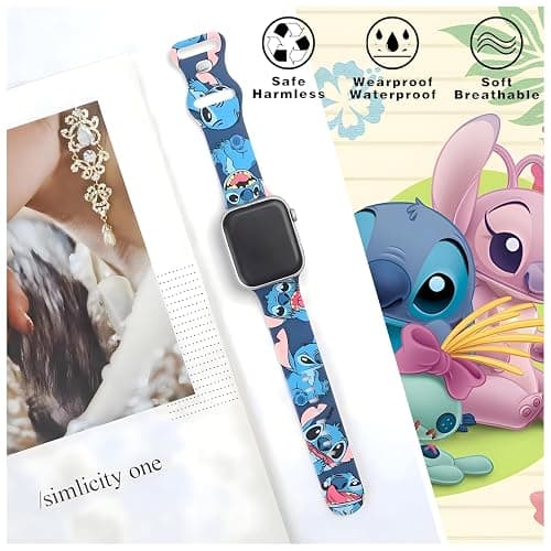 HYHMXB Cute Cartoon Design Pattern Printed Bands Compatible with Apple Watch Band 38mm 40mm 41mm, Grade Soft Silicone Sports Wristband Strap for iWatch Ultra SE & Series 11/10/9/8/7/6/5/4/3/2/1 thumbnail 4
