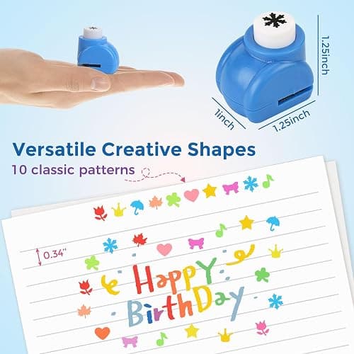 LOVEINUSA 10Pack Shape Paper Hole Punch Craft Set, Scrapbook Supplies | For DIY Crafting, Scrapbooking, Handmade Greeting Cards, Photo Albums, Mini Cutter Nail, and Festival Cards Projects thumbnail 7