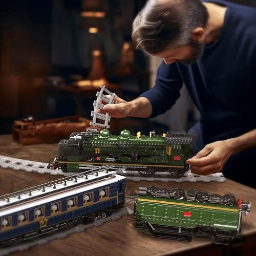 Mould King Orient Express Steam Locomotive Train Building Kit with LED Lighting, Remote/App Control Passenger Toy Block Set, Train Model with Motors and Tracks for Adults Kids(3898 PCS) thumbnail 2