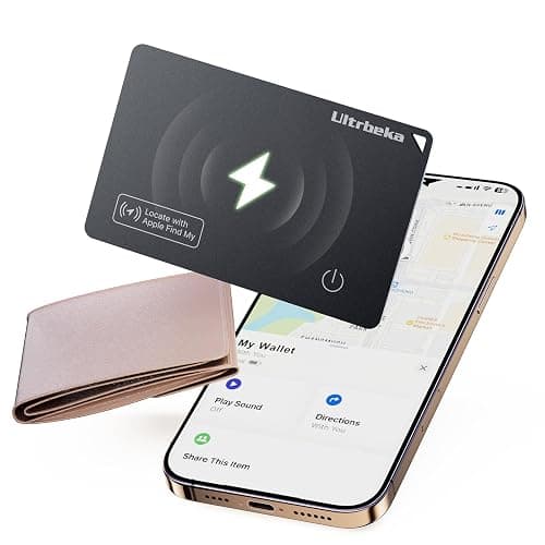 Ultrbeka Ultra-Thin Air Tag Wallet Tracker Card 0.07in IP68 Waterproof Bluetooth Tracker for Wallets, Passport, Work with Apple Find My, Wireless Charging, Card Locator [Apple MFi Certified] iOS Only - Image 1