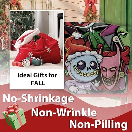 Zzkol Christmas Flannel Blanket, Xmas Santa Monster Witch Throw Blanket Gifts for Kids Men Women, Funny Holiday Soft Blanket for Bedding Sofa 50 x 60 Inch thumbnail 5