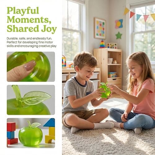 Green Apple Squishy Sensory Toy,Green Fruit Squishys, Soft Flexible Apple Squishy Toy for Anxiety Relief,Cute Novelty Stress Relief Fruit, Rebounding Squishies thumbnail 2