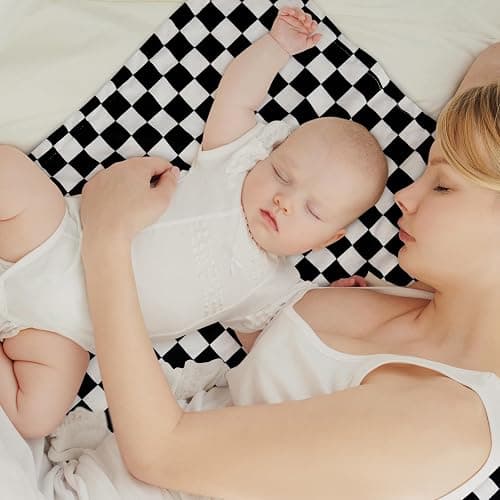 CIVARUA KIDS Checkered Baby Blankets for Boys, Comfy Durable Blanket with Double Layer Dotted Backing Checkerboard Grid Chessboard Gingham Bed Blankets for Newborn Infants Black, 30x40 Inches thumbnail 4