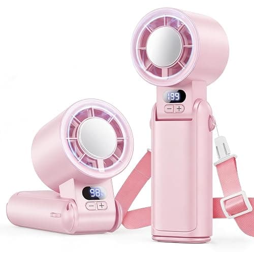 Deyhoc Portable Handheld Turbo Fan, 1-199 Speed Adjustable, Pink - Image 1