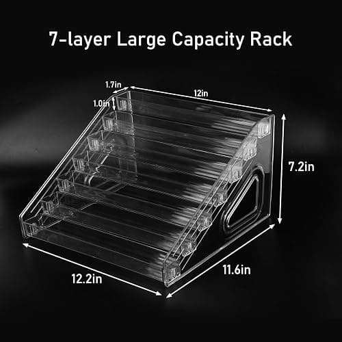 7 Layers Nail Polish Organizer Holder Rack, Clear Display Rack for Cosmetics Sunglasses Essential Oil, Stand Makeups Storage Case Eyeglasses Shelf Lipsticks Holder thumbnail 3
