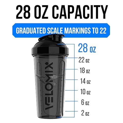VELOMIX -6 PACK- 28 OZ Protein Shaker Bottles for Protein Mixes, Shaker Cups for Protein Shakes, Small Shaker Bottle Pack, Shaker Cup, Shakers for protein Shakes (Core Series) thumbnail 4