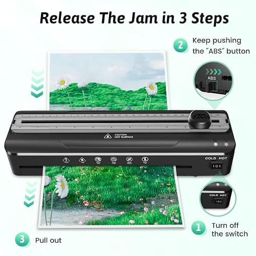 Laminator Machine 9 Inch Laminating Machine - A4 Cold Thermal Laminator Machine with Laminating Sheets, 8.5 x11 Personal Laminators for Teachers 90s Warm up, A4/A5/A6 Laminators for School Home thumbnail 10