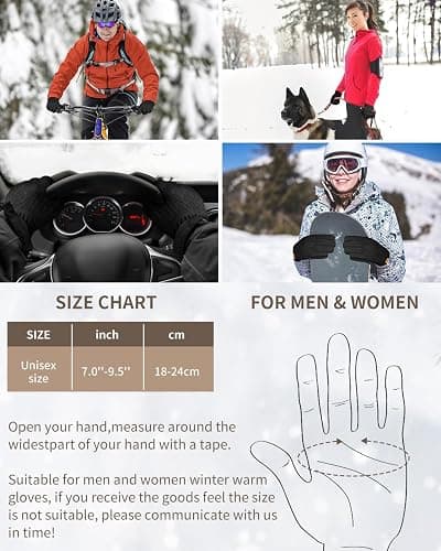 ARFNKIM Thermal Winter Gloves-Fleece Lining Touch Screen Knit Stretchy Warm Gloves for Running Cycling Riding- Men Women thumbnail 5