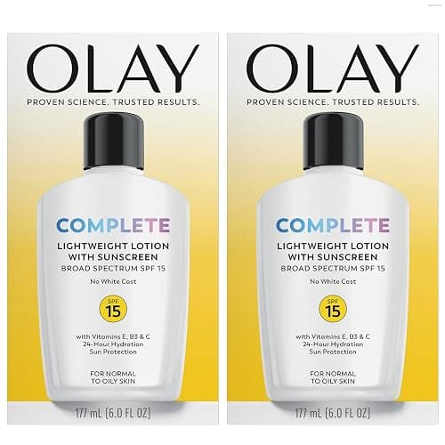 Olay Face Moisturizer, Complete with Sunscreen SPF 15, Daily Facial Lotion for Normal Skin, Lightweight Hydrating Broad Spectrum Sun Protection - Vitamin C, E, and Niacinamide - 6 Oz 2 Pack - Image 1