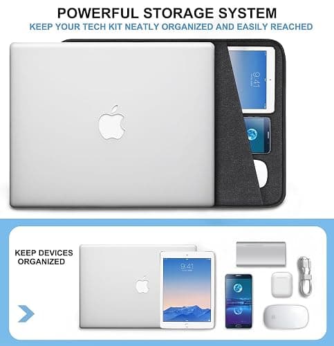 Laptop Sleeve Bag 14 inch, Shockproof Protective Computer Cover with Accessories Pocket, Portable Laptop Case Compatible for 14 inch MacBook Air/Pro, Dell, HP, Acer, Asus, Lenovo, Black thumbnail 2