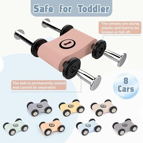 Joyreal Jouet Bebe 1 2 an - Rampe Voiture en Bois, Jeux Montessori avec 8 Mini Voiture Enfant et Un Garage Bois Jouet Cadeau Garcon Fille Enfant thumbnail 5