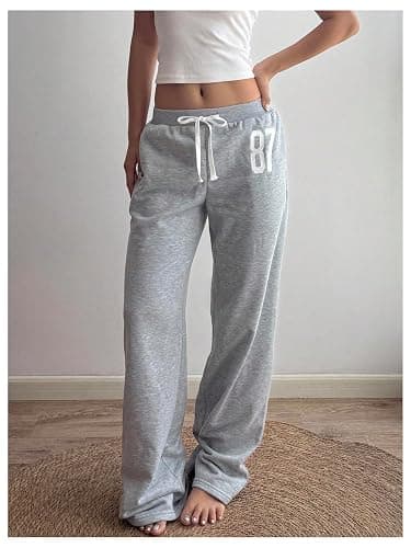 MakeMeChic Women's Baggy Sweatpants Y2k Wide Leg Pants Track Pants Lounge Bottoms Streetwear thumbnail 3