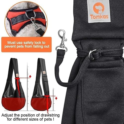Tomkas Small Dog Sling Carrier - Classic Pocket & Classic Strap - Wrap Carrier - for 3-10 lbs Pets(Black) thumbnail 6