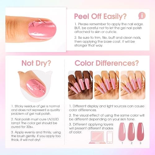 ROSALIND 24pcs Jelly Gel Polish Set with Gel Base and Matte Glossy Glitter Top Coat, 20 Colors Neutral Jelly Pink nude Sheer White Color Soak Off UV Gel Set Salon DIY thumbnail 8