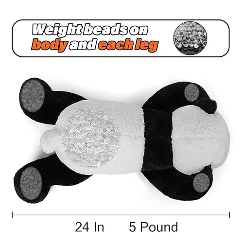 JellyMallow 5 lbs 24" Weighted Stuffed Animals Panda Plushie Pillow | Cute Panda Weighted Plush Pillow Giant Bear Stuffed Animal for Kids Adults thumbnail 3