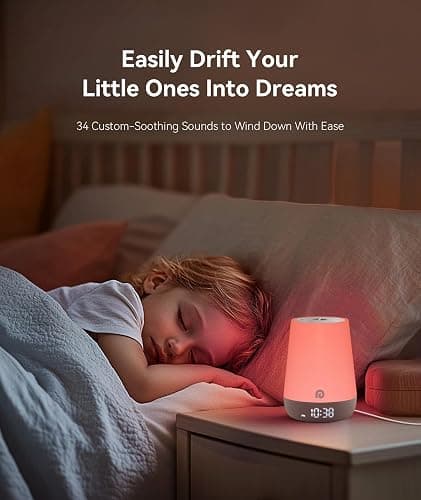 Dreamegg Sound Machine Baby - White Noise Sound Machine Baby With Night Light, Ok to Wake Alarm Clock, 34 Soothing Sounds, Sleep Trainer, Routine Builder, App Control for Kids Nursery Sleeping Bedroom thumbnail 3