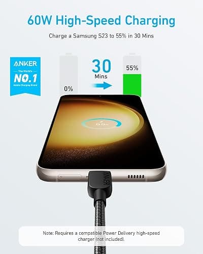 Anker 310 USB C to USB C Cable (6ft, 2 Pack), (60W/3A) Fast Charge for iPhone 17,Samsung Galaxy S22, iPad Pro 2021, iPad mini 6, iPad Air 4, MacBook Pro 2020, Switch (USB 2.0) thumbnail 2