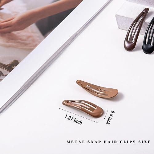 Cptots 20 PCS Metal Snap Hair Clips Water Drop No Slip Barrettes for Women Bright Small Hair Clips For Thick And Thin Fine Hair,Black Beige Brown,1.97 x 0.5 In. thumbnail 2