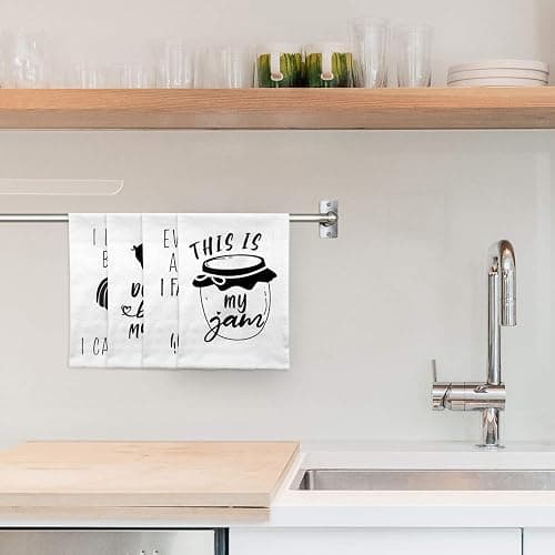 Miracu Funny Kitchen Towels and Dishcloths Sets of 4 - Christmas, Birthday, Housewarming Gifts for New House Home, Decorative Fun Cute Hand Dish Towels for Women, Flour Sack Tea Washcloth for Kitchen thumbnail 2