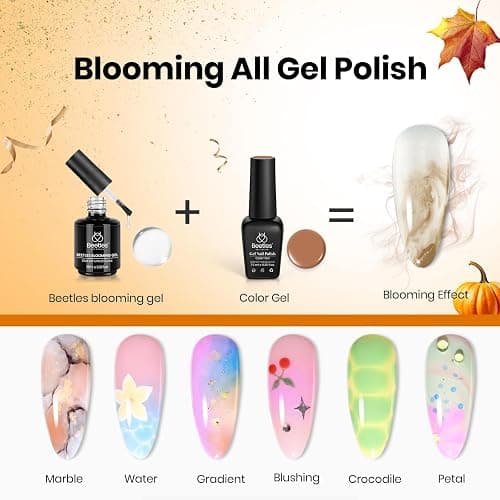 Beetles Blooming Gel 15ml Clear Uv Led Blossom Fall Halloween Nails Gel Polish for Spreading Effect Marble Natural Stone Watercolor Floral Print Soak off Diy Nail Art Design Manicure Gift for Women thumbnail 3