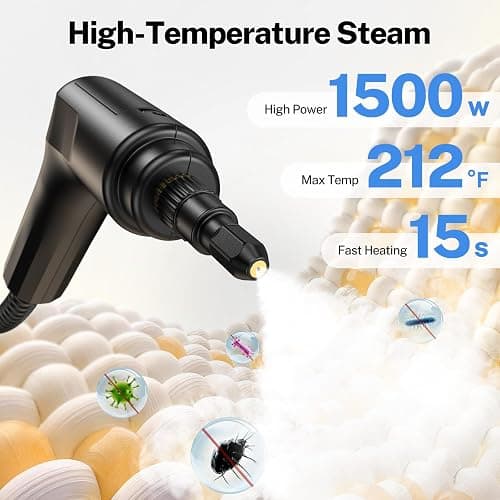 ODSD Steam Cleaner for Home & Car, 3-Level Adjustable Steamer for Cleaning, 15s Heat-Up & 1.6L Large Tank, Handheld Steam Cleaner for Car Detailing, Home, Tile, Grout,Furniture with 15pcs Accessories thumbnail 3