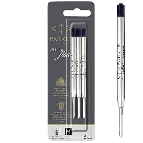 Parker Ballpoint Pen Refills | Medium Point | Black QUINKflow Ink | 3 Count - Image 1