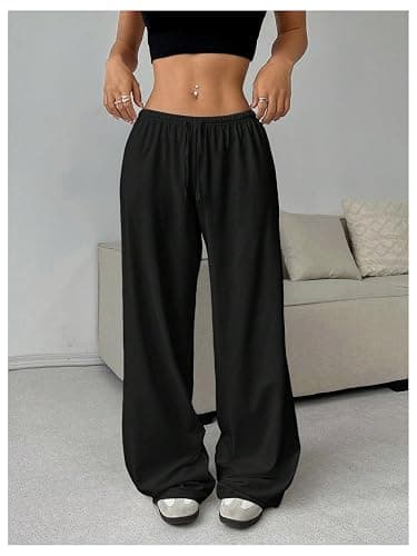 RoseSeek Women's Drawstring Waist Straight Streetwear Long Wide Leg Pants Casual Loose Baggy Workout Long Fall Sweatpants thumbnail 5